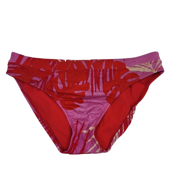 Athena Women's Summer Poolside Bikini Bottom Pink/Red Leaf Bikini Bottoms 8 - Picture 1 of 6